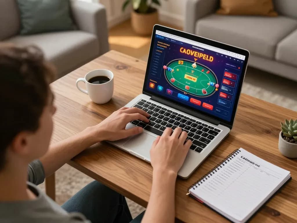 Engaging gameplay experience on nhà cái gg88 casino app with strategic betting notes and coffee.