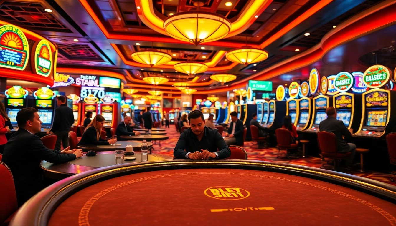 在鉅城賭場中，玩家正參與激烈的德州撲克遊戲。