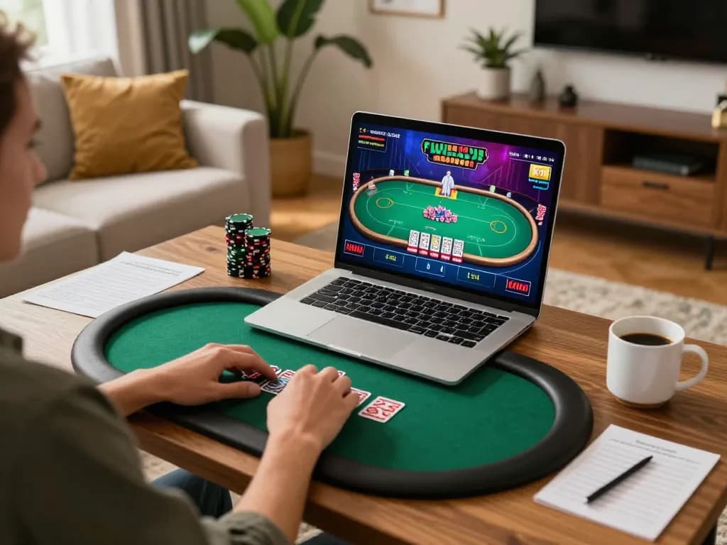 Player engaged in live dealer gaming at home on 789club with dynamic poker game interface visible