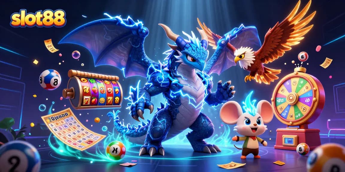 Menangkan jackpot di slot88 dengan karakter kartun 3D dan elemen kasino yang menarik.