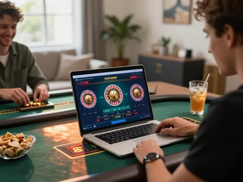 Engaging in SC88 online live dealer game for a strategic casino experience with a sleek laptop.