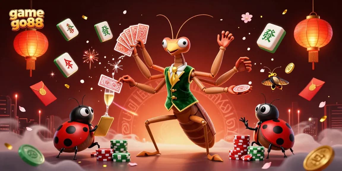 Experience the excitement of game go88 with dynamic 3D characters in a vibrant casino illustration.