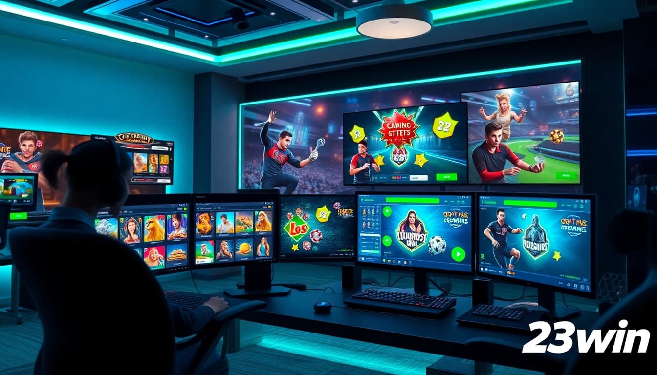 Vibrant gaming platform interface highlighting 23win's online casino experience.