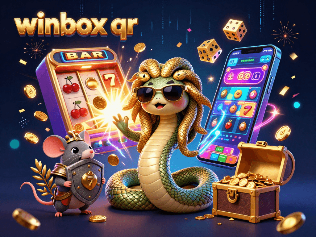 Experience thrilling wins with winbox qr in this vibrant, detailed casino illustration.