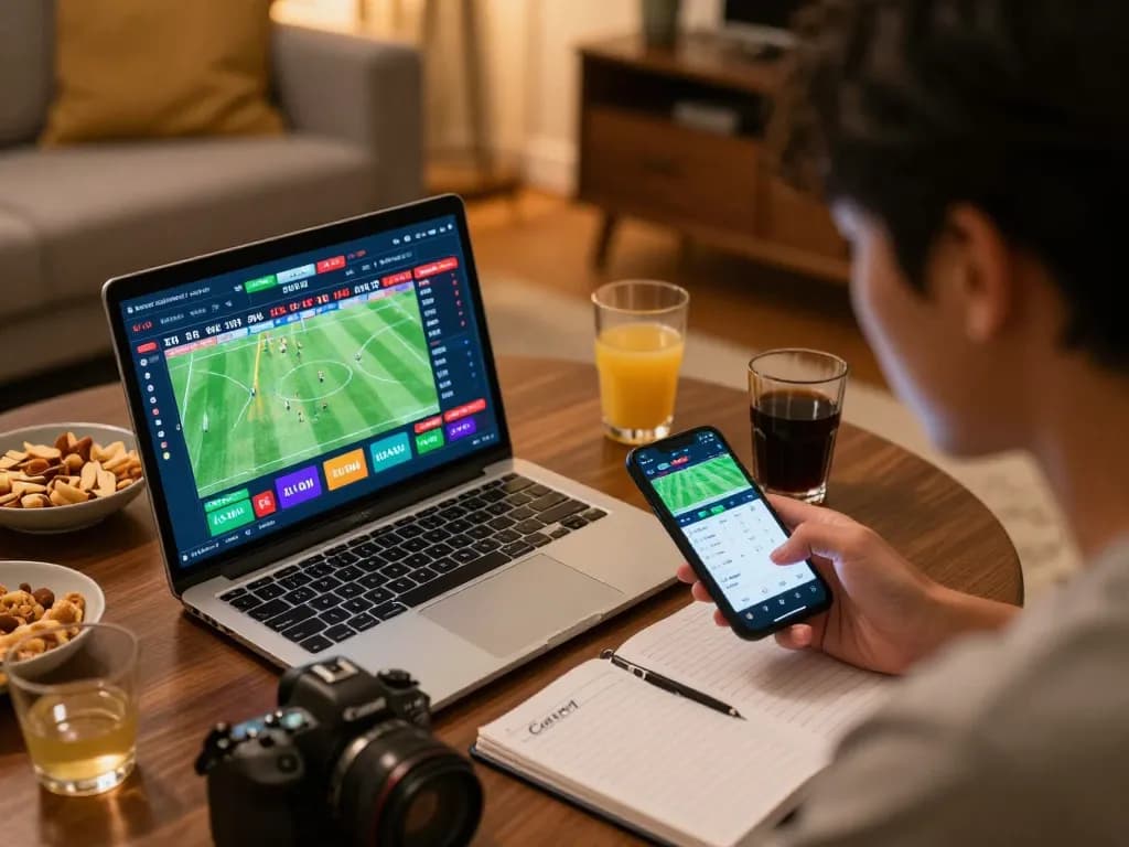 Engaging online betting experience showcasing keonhacai with live odds on home laptop