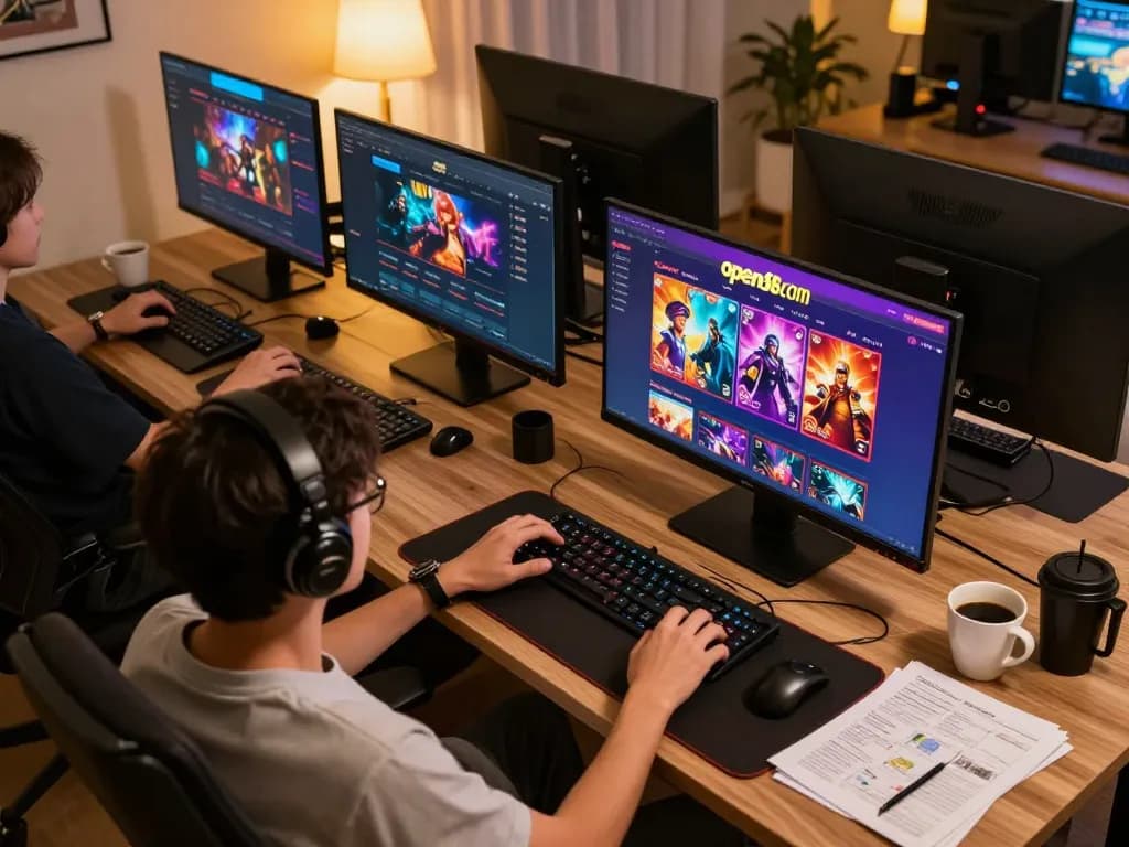 Person immersing in online gaming at open88 com with vibrant graphics and cozy atmosphere.