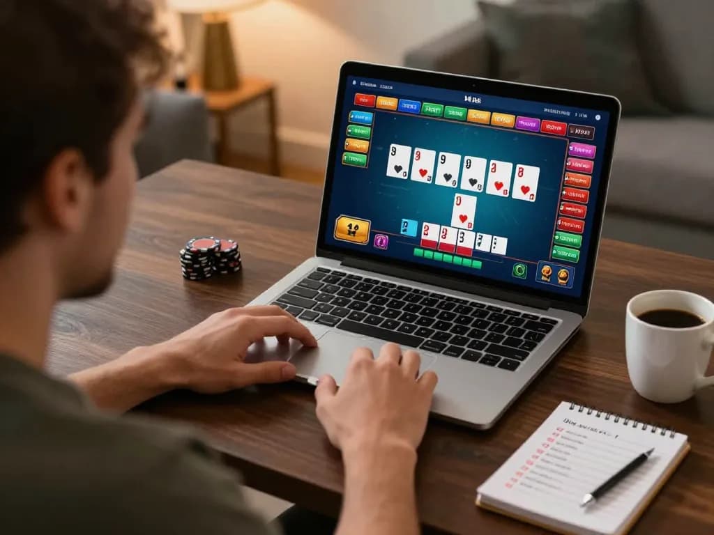 Player engaging in a live blackjack game at 888newcasino, showcasing strategic gameplay in a cozy home setting.