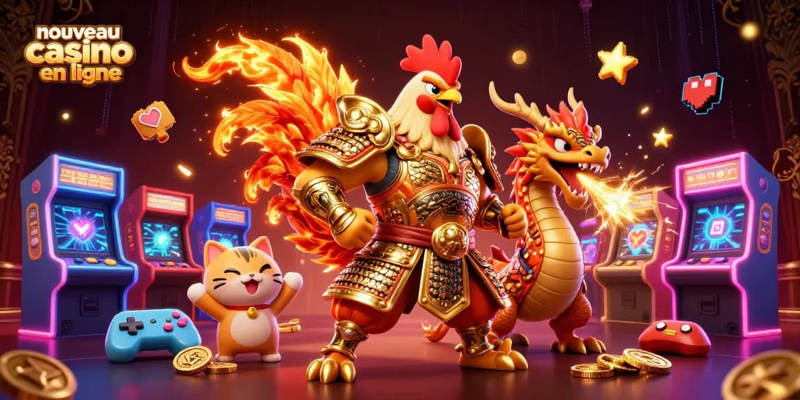 Participez à une scène dynamique mettant en avant une atmosphère de nouveau casino en ligne avec des personnages de dessins animés et des jeux de casino.