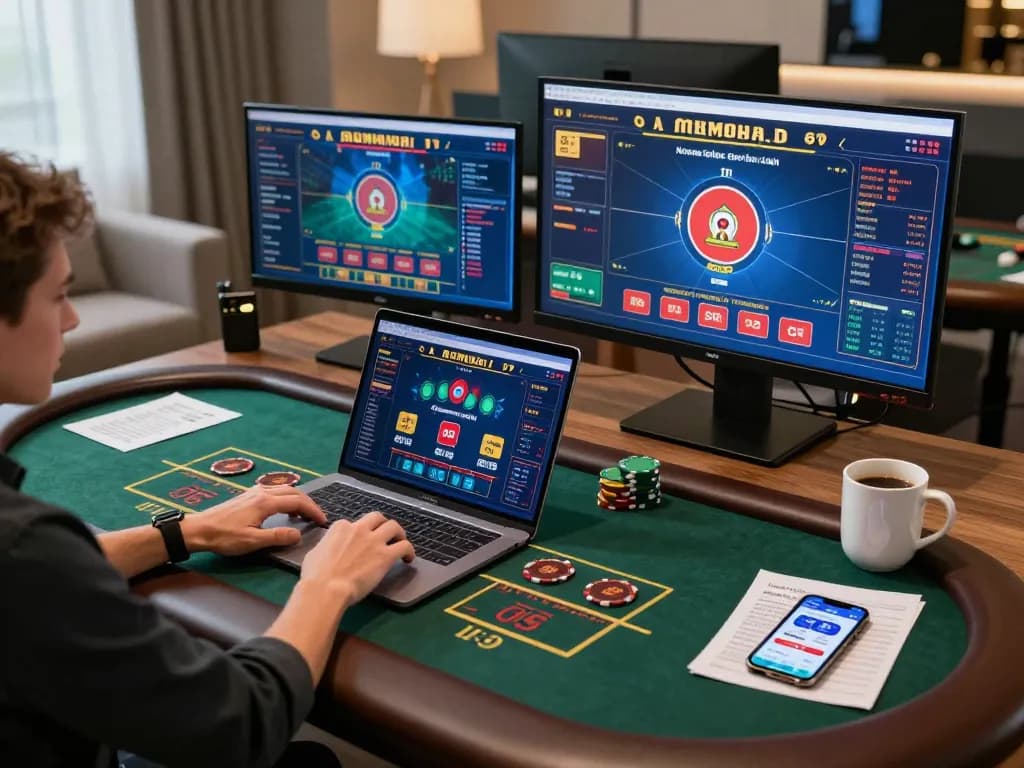 Engaging in a strategic session with 789 win on a laptop at home, showcasing responsible online gaming.