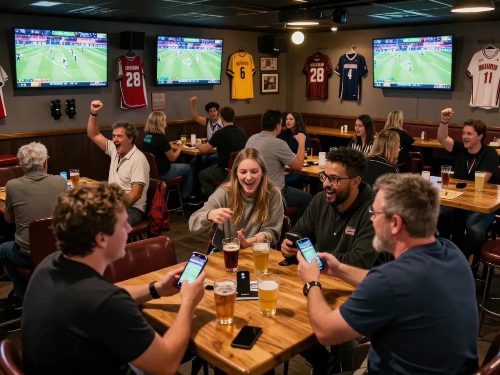 Exciting patrons placing bets on 789bet while enjoying live sports in a vibrant atmosphere