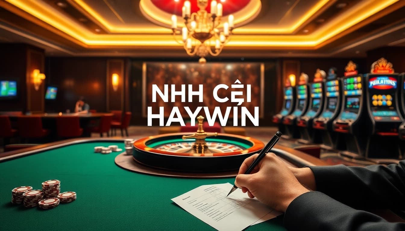 Experience NHÀ CÁI HAYWIN with thrilling poker gameplay at a lavish casino setting.