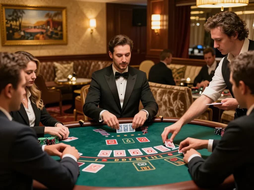 Engaging blackjack players celebrating a win at mm 88 casino lounge