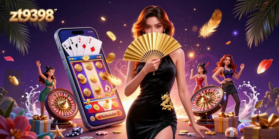 Experience the excitement of winning at zt9398 with vibrant slot games and glamorous casino elements.