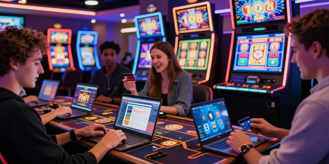 Explore top credit card casinos in the UK at https://being-there.org.uk, showcasing players engaging in vibrant online gaming with secure deposits.
