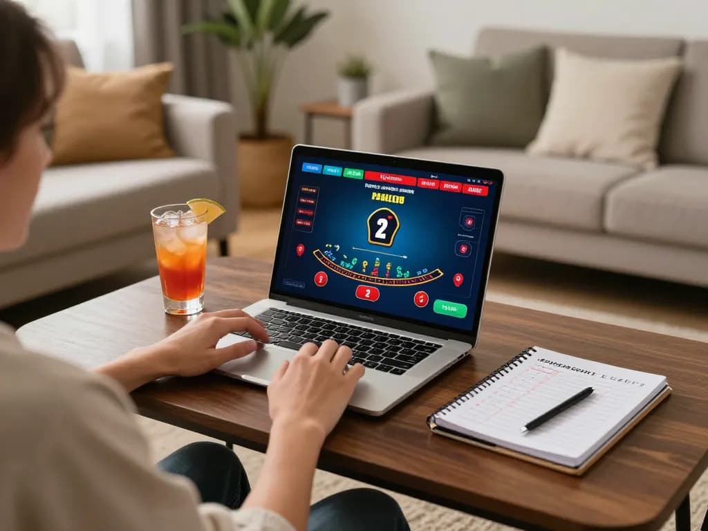Playing online usa casinos at home during a relaxed gaming session.