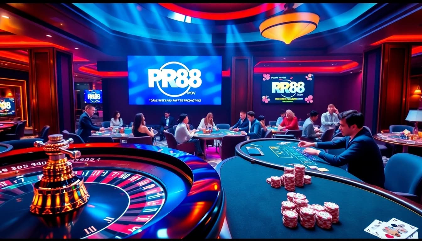 Engage with rr88 mov's vibrant casino atmosphere showcasing roulette and poker excitement.