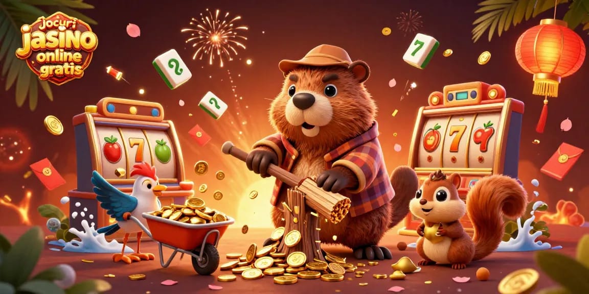 Jocuri casino online gratis cu păcănele și simboluri de noroc, atmosferă vibrantă de joc.