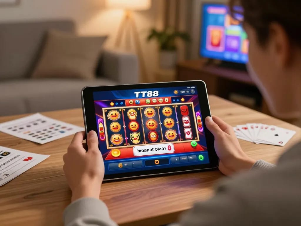 Player enjoying engaging games on the TT88 app, showcasing vibrant online casino action.