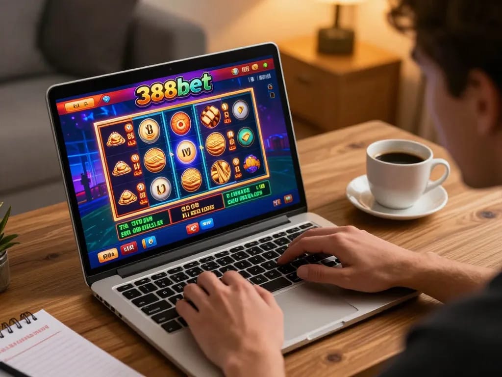 Experience online gaming excitement with 388bet player engaged in thrilling session.