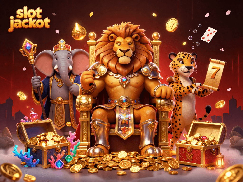 Engage in thrilling games with slot jackpot visuals as lion king and elephant advisor guide you.