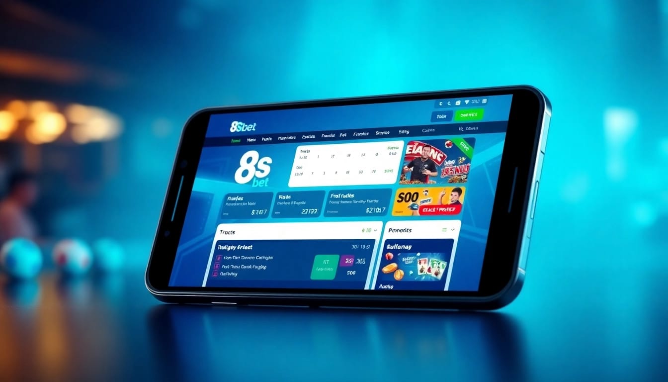 Interface of the 8s bet online betting platform displayed on a smartphone, showcasing vibrant promotions.