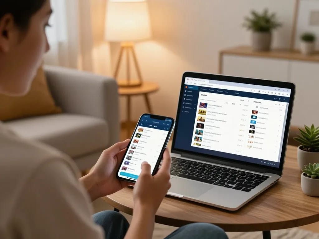 Engaging in sports betting at home with FC88 mobile app on smartphone.