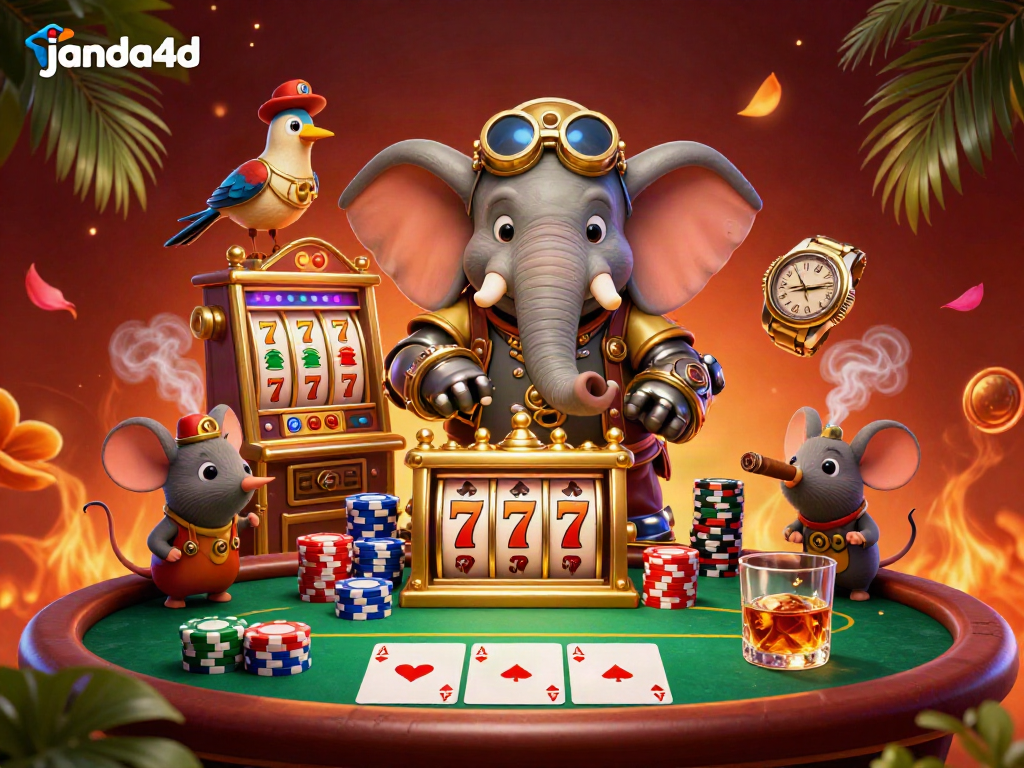 Permainan slot janda4d yang menarik dengan karakter unik dan suasana kasino yang ceria.