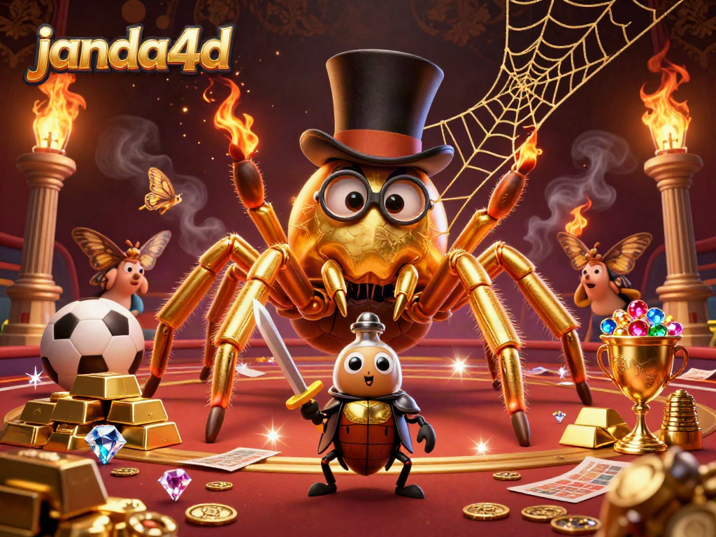 janda4d menampilkan tarantula emas dan ksatria kecil dalam adegan taruhan olahraga yang memukau.