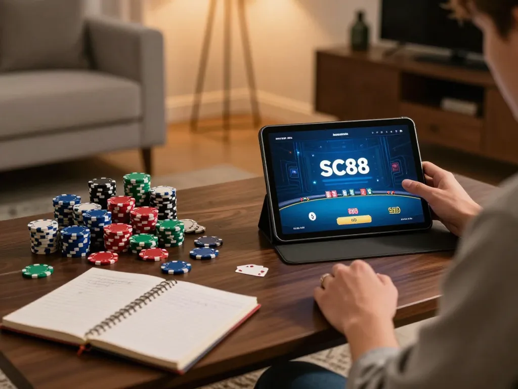 Play exciting poker online at https://sc88.casino/ with a cozy and stylish home setup.