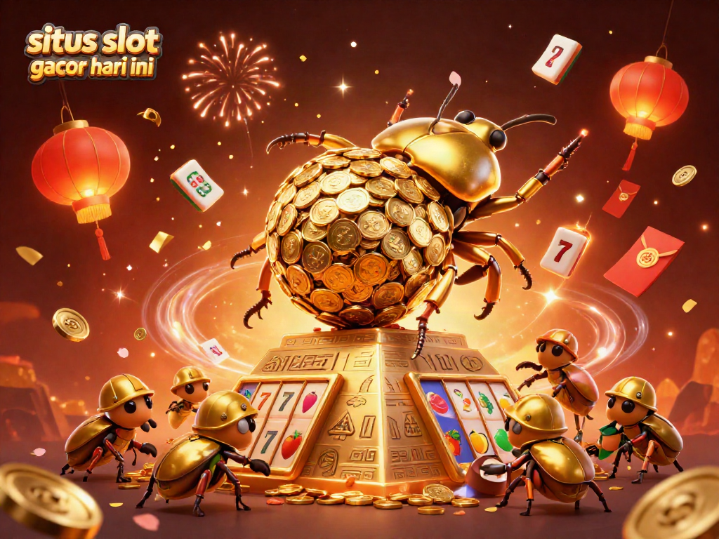 Visualisasi menarik tentang situs slot gacor hari ini dengan karakter menarik dan elemen kasino.