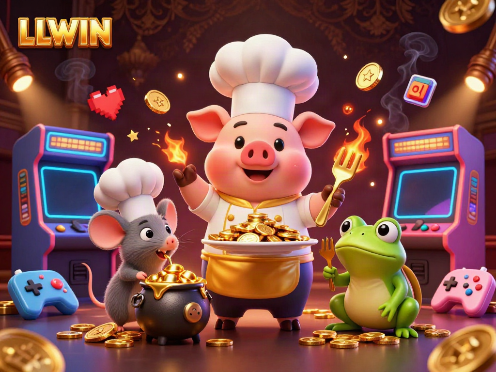 Experience the exciting games at LLWIN with vibrant visuals and gold elements.