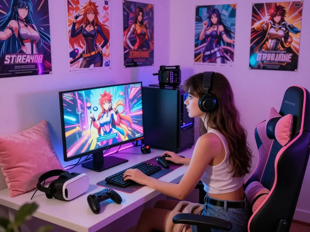 Engaging scene showcasing characters from popular porngames in a vibrant gaming environment.