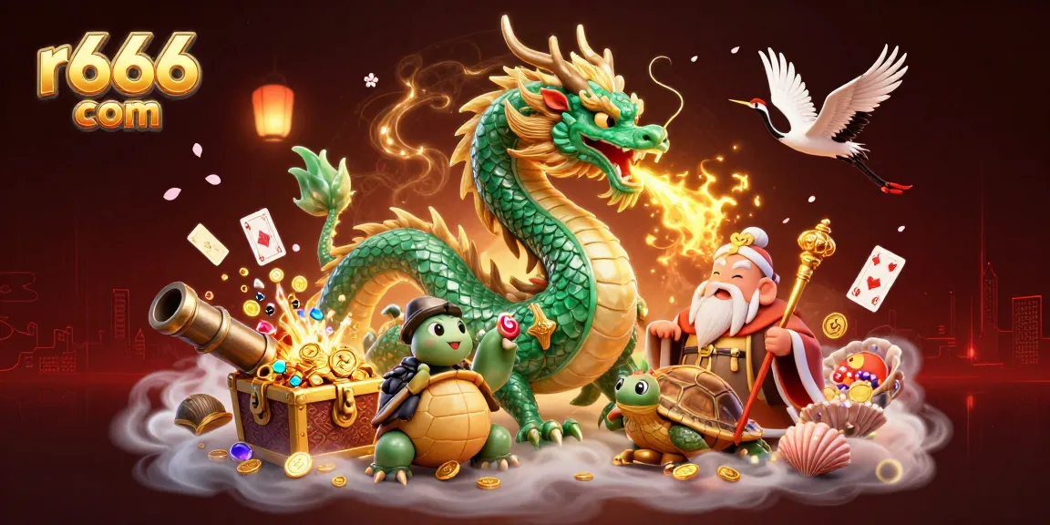 Experience thrills at r666 com with stunning visuals of a jade dragon and immersive casino elements.