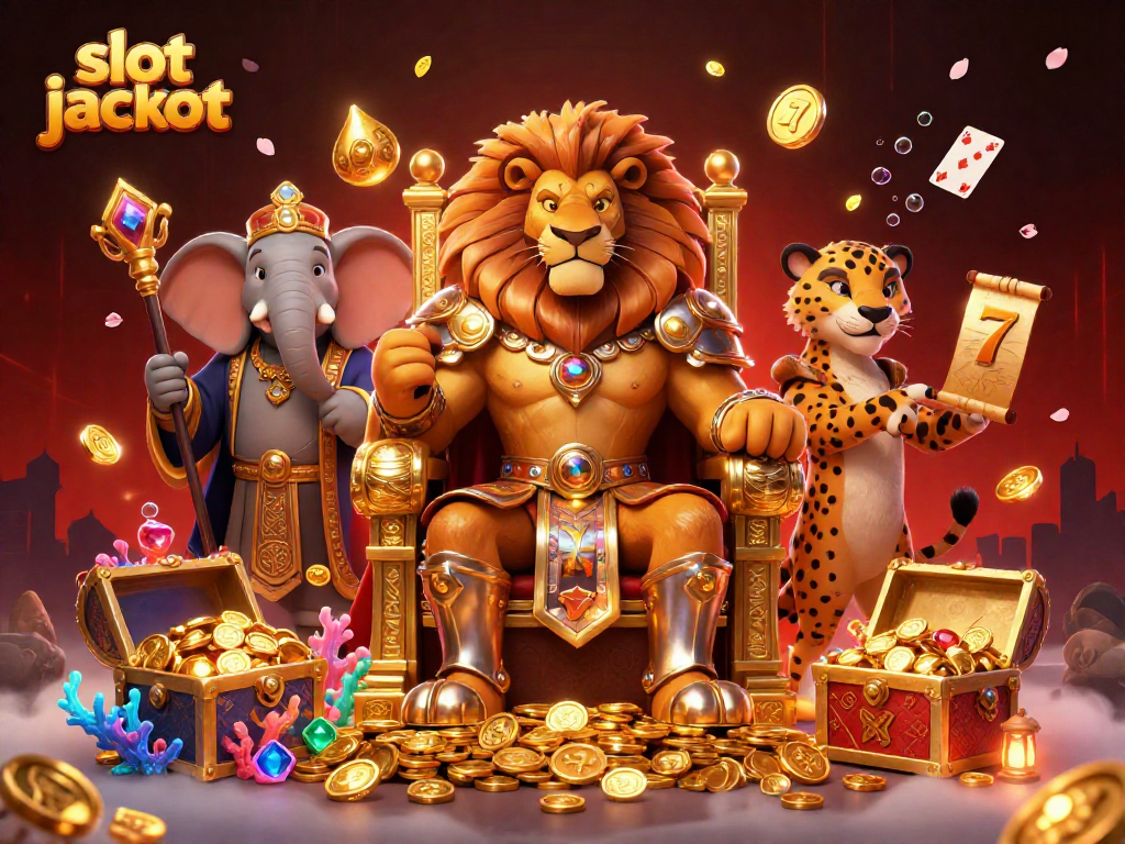 Engage in thrilling games with slot jackpot visuals as lion king and elephant advisor guide you.