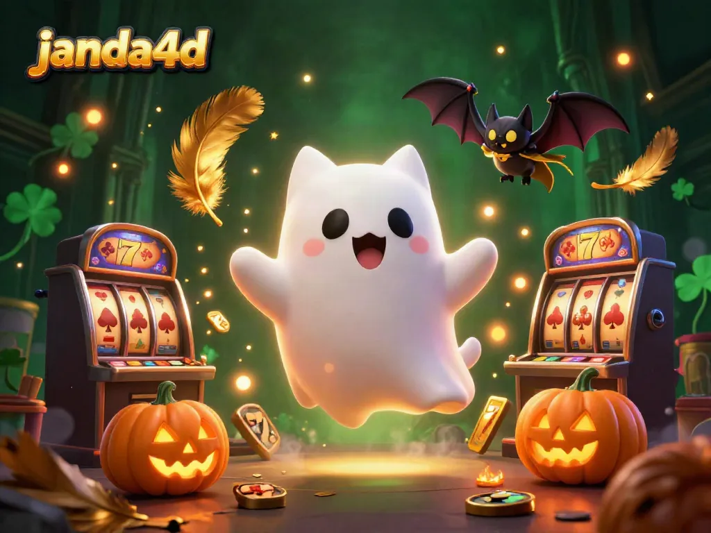 janda4d menampilkan karakter kucing hantu dan kelelawar dalam kasino digital yang meriah.