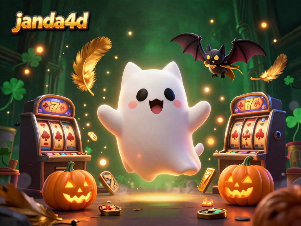 janda4d menampilkan karakter kucing hantu dan kelelawar dalam kasino digital yang meriah.