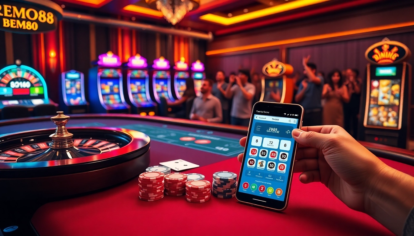 Experience the thrill at NHÀ CÁI BEM88 with vibrant slot machines and a luxurious casino scene.