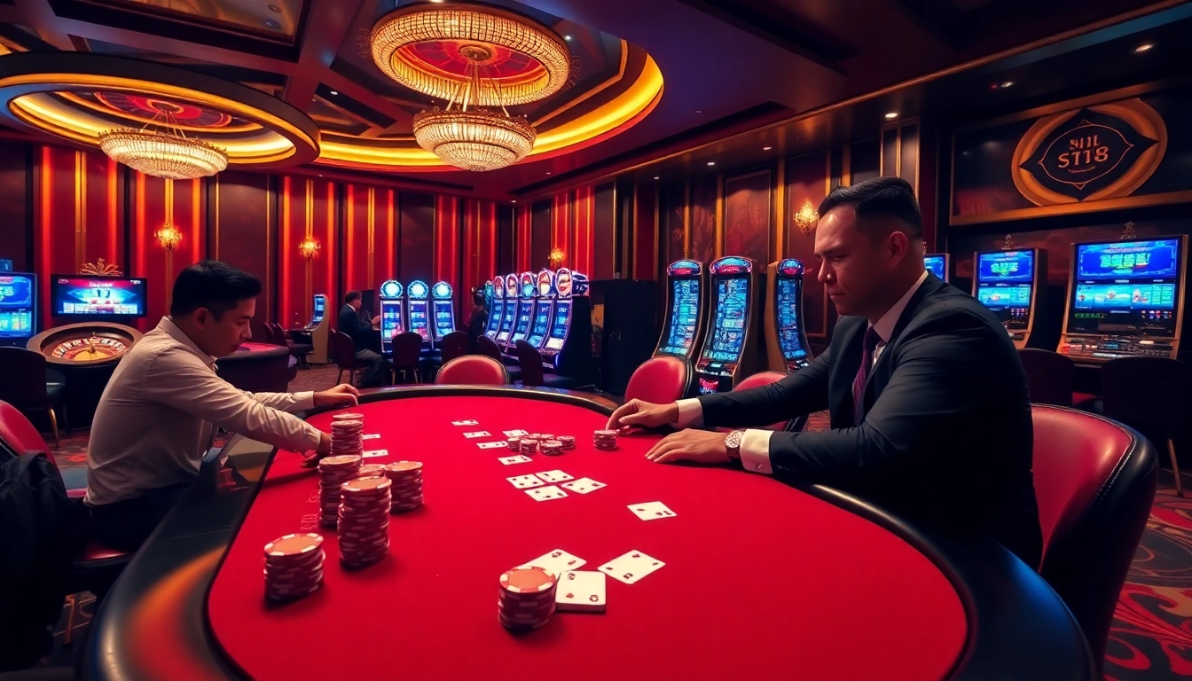 Experience the excitement at NHÀ CÁI VT88 with a vibrant casino atmosphere full of professional poker tables and high-stakes gambling.