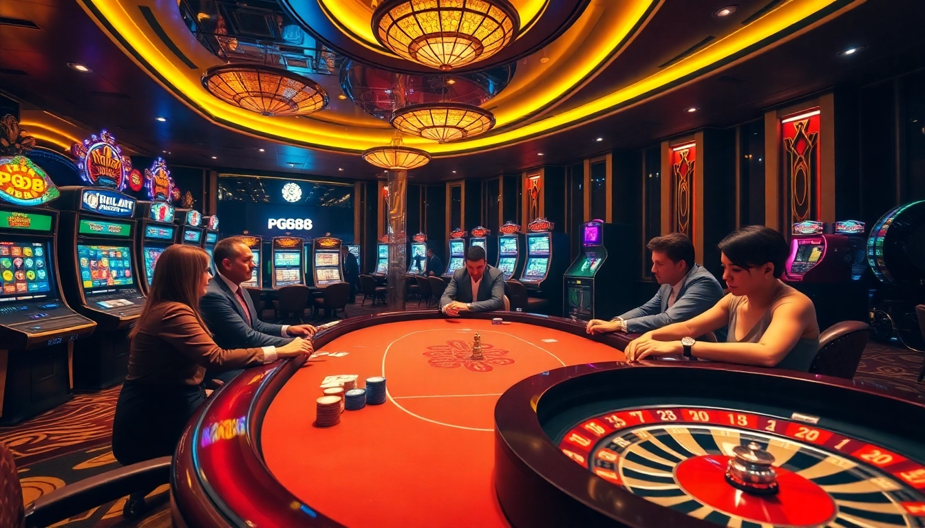 Engage with PG88 in a vibrant casino scene filled with excitement and luxury.