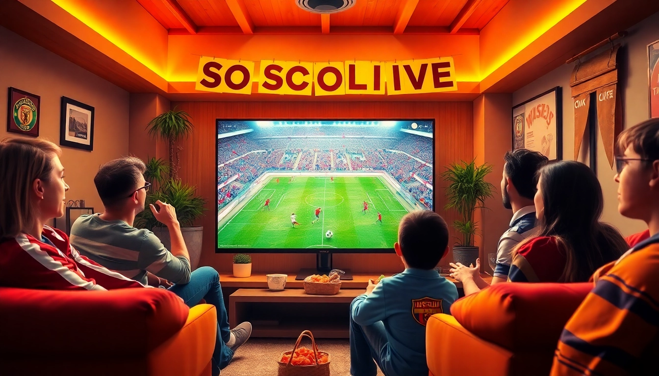 Socolive delivers live soccer streaming to enthusiastic fans enjoying a match in a cozy setting.