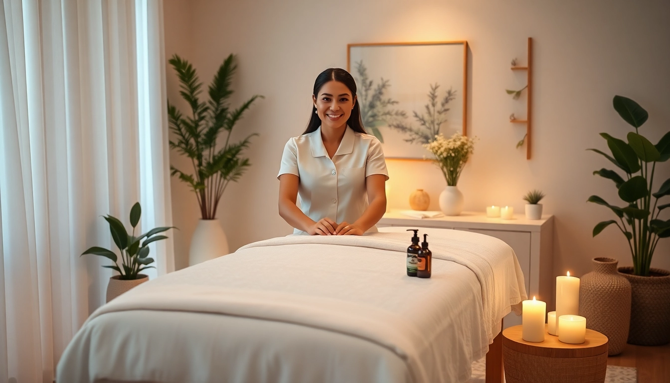 Premium 수원출장마사지 setup with a qualified therapist in a cozy room.