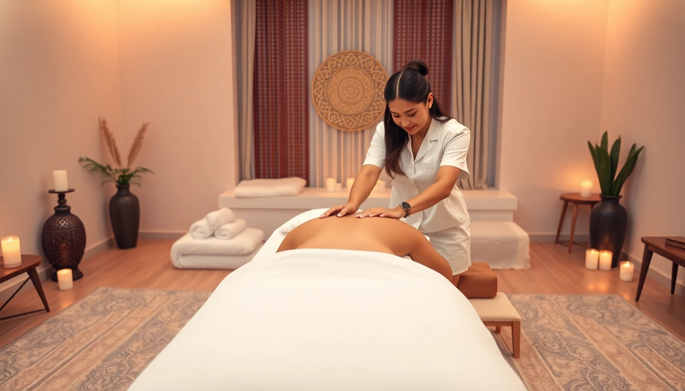 Relaxing 수원출장마사지 session in a serene setting with a professional therapist and calming decor.